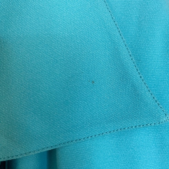 VINTAGE JORDANA (XL) TURQUOISE 2 PIECE PANT SUIT WITH FLORAL EMBROIDERY - Picture 4 of 12